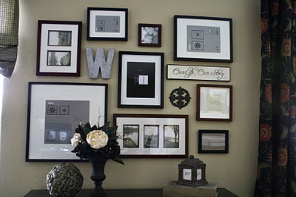 Wall gallery with framed photos