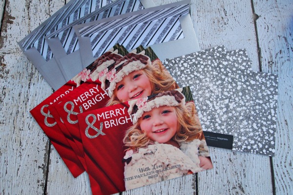 Tiny Prints sparkling holiday cards and envelopes