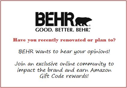 BEHR - new online community for DIY types, share opinions, get rewards!